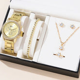 Women's Three - eye Quartz Diamond - embedded Watch - Show Gadgets